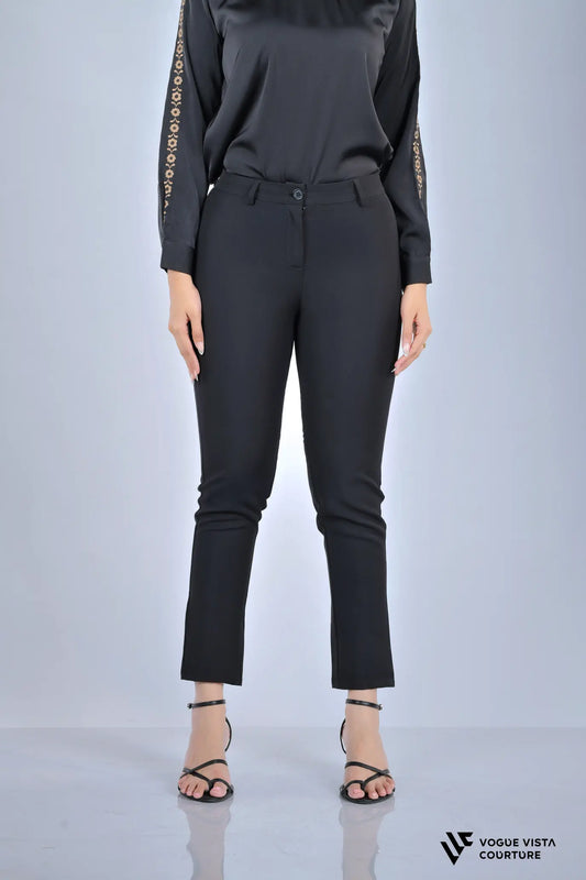 High-Waist Slim Fit Trousers