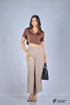 Short Sleeve Cropped Shirt (Brown)