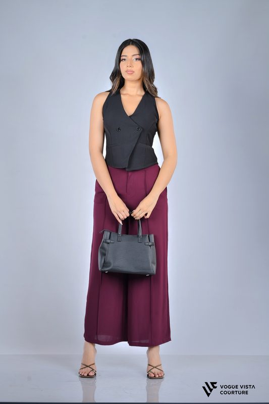 Tops and Pants (Black and Wine Red)