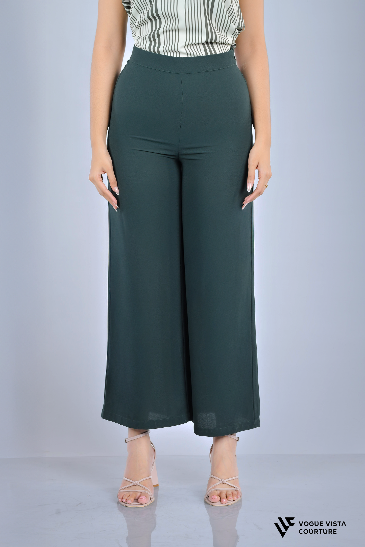 Wide-Leg Office Pants (Green)