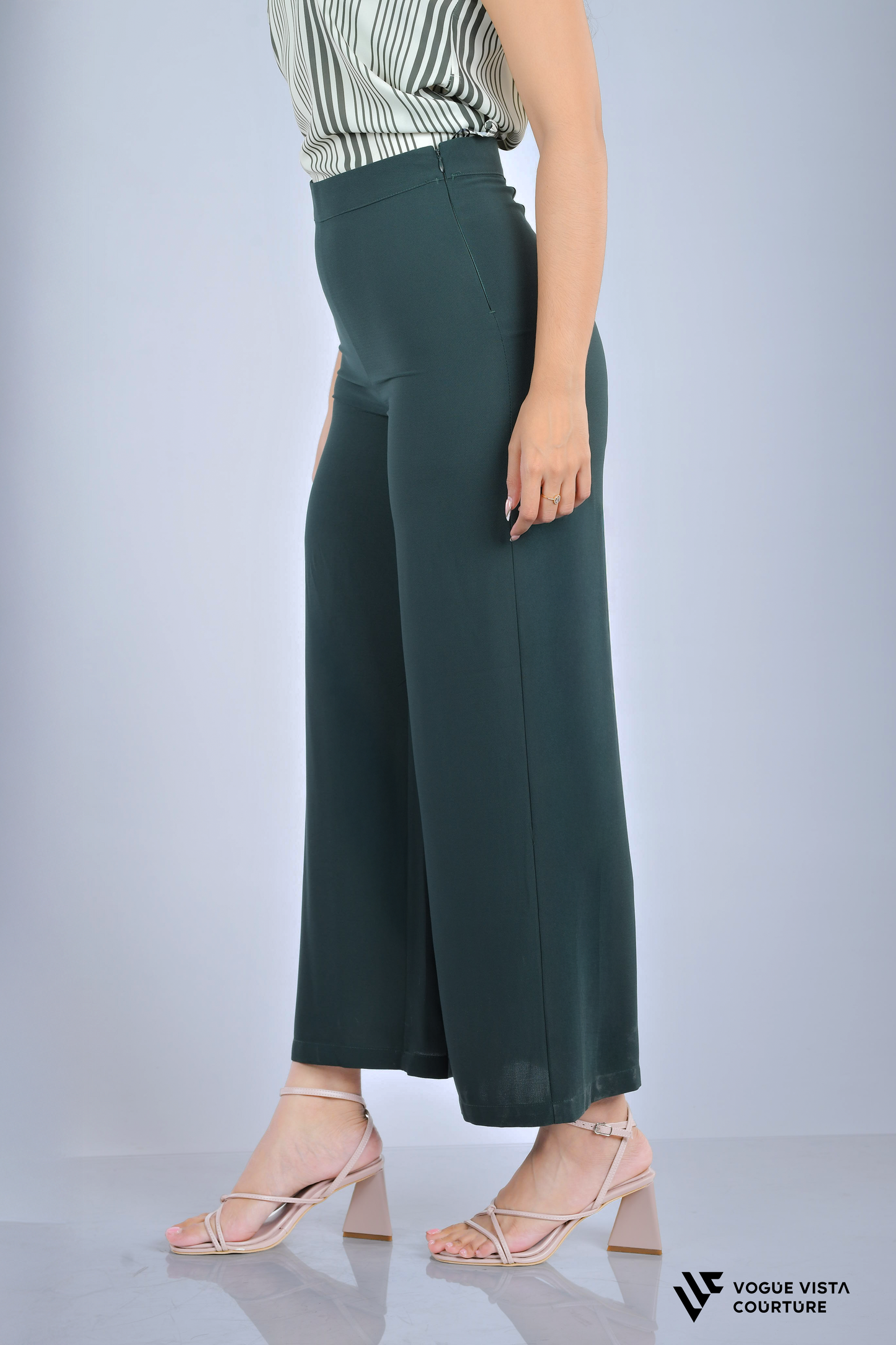 Wide-Leg Office Pants (Green)