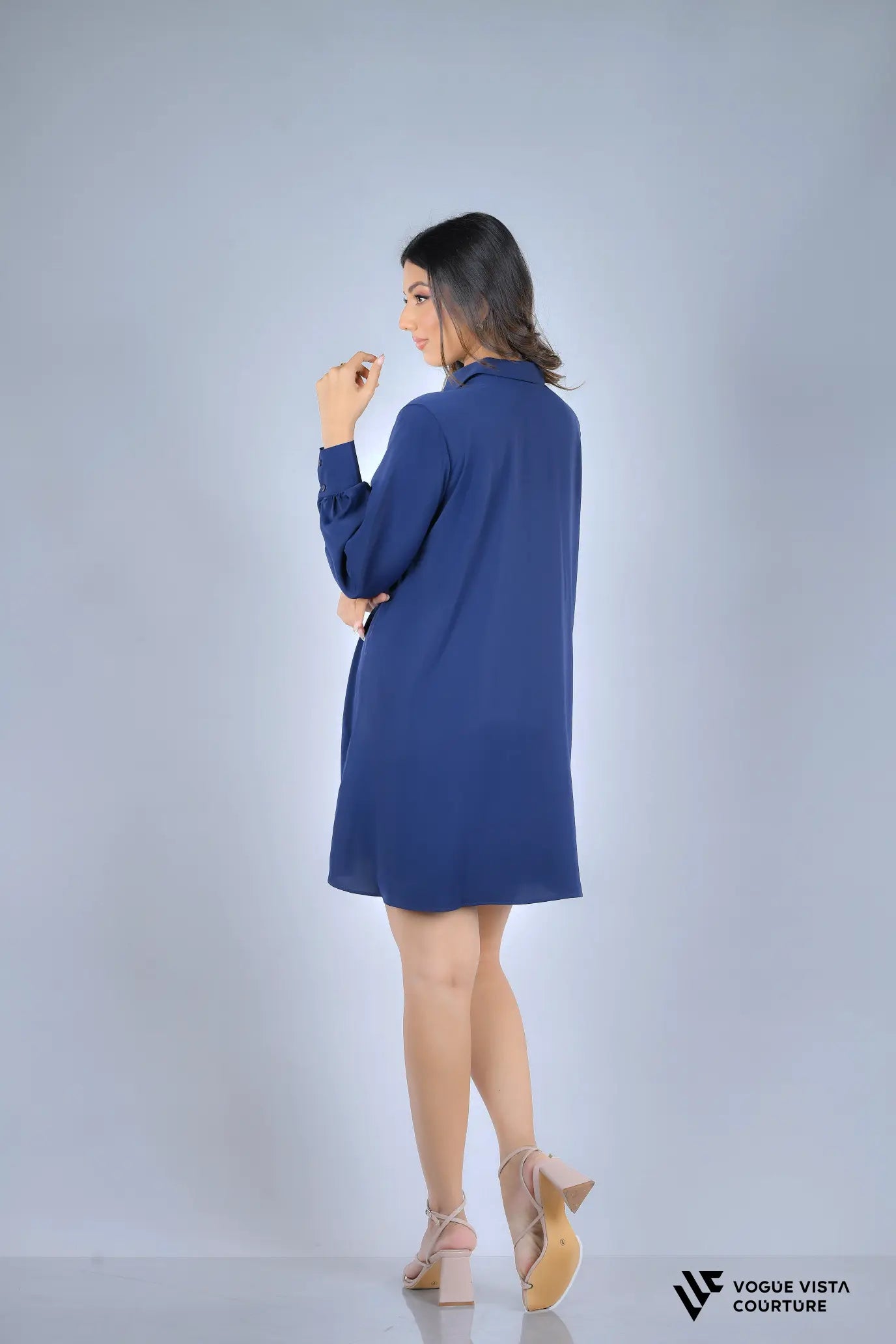 FlowEase Shirt Dress (Navy Blue)