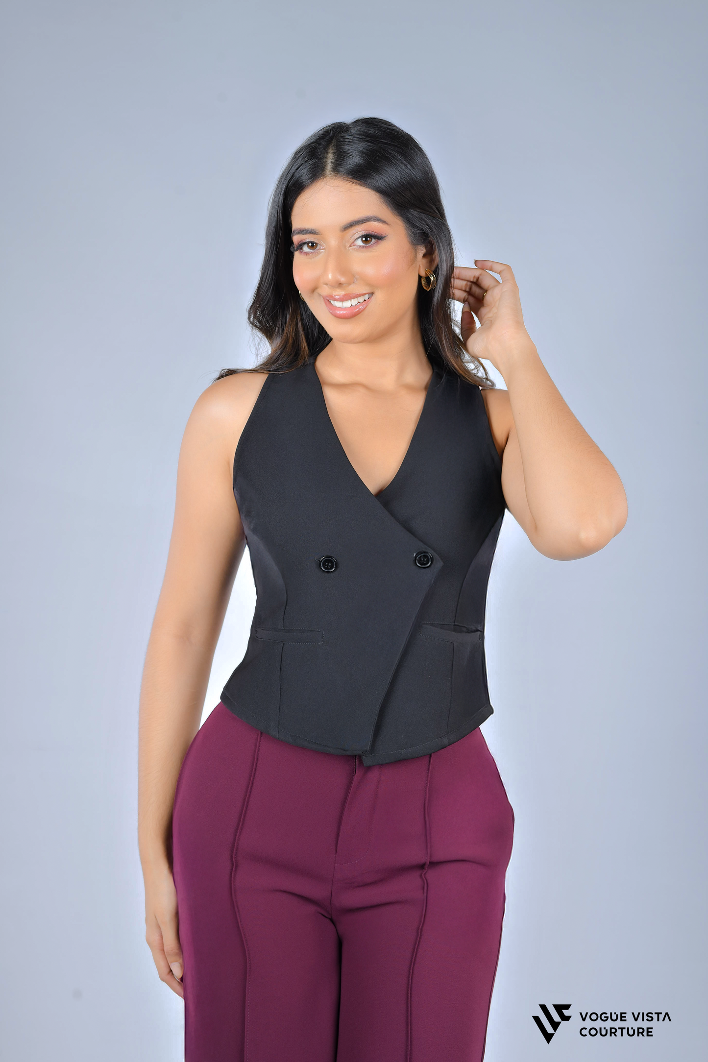 Tops and Pants (Black and Wine Red)