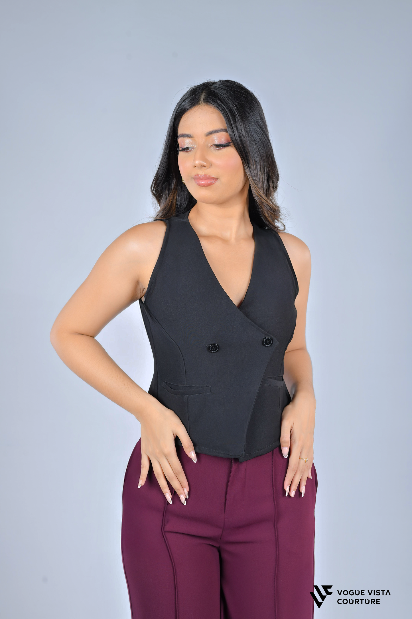 Tops and Pants (Black and Wine Red)