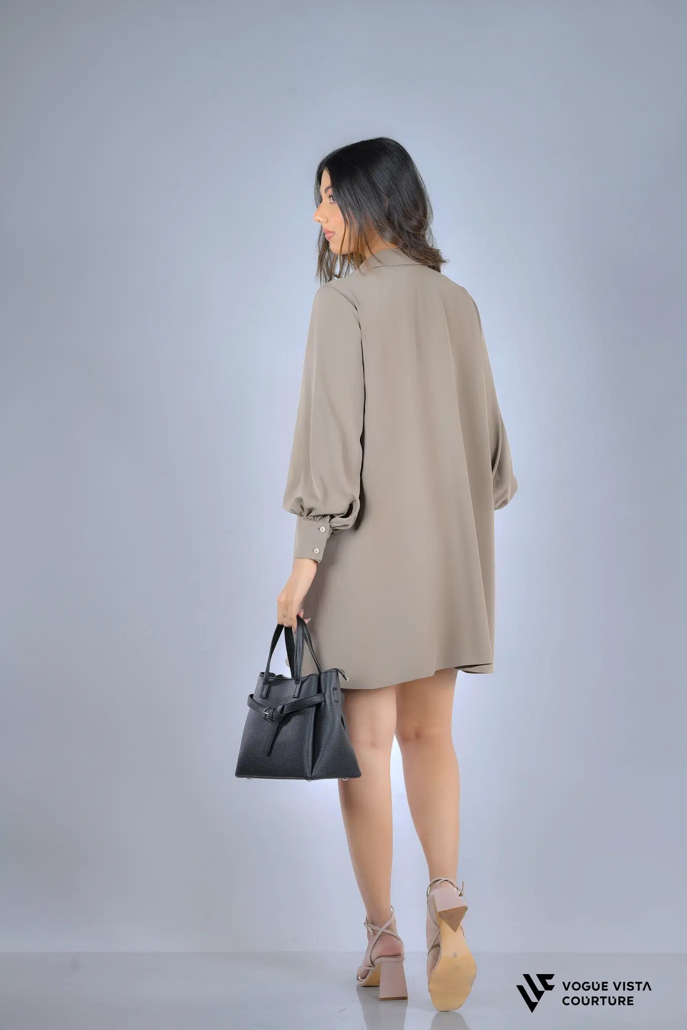 FlowEase Shirt Dress (Taupe)
