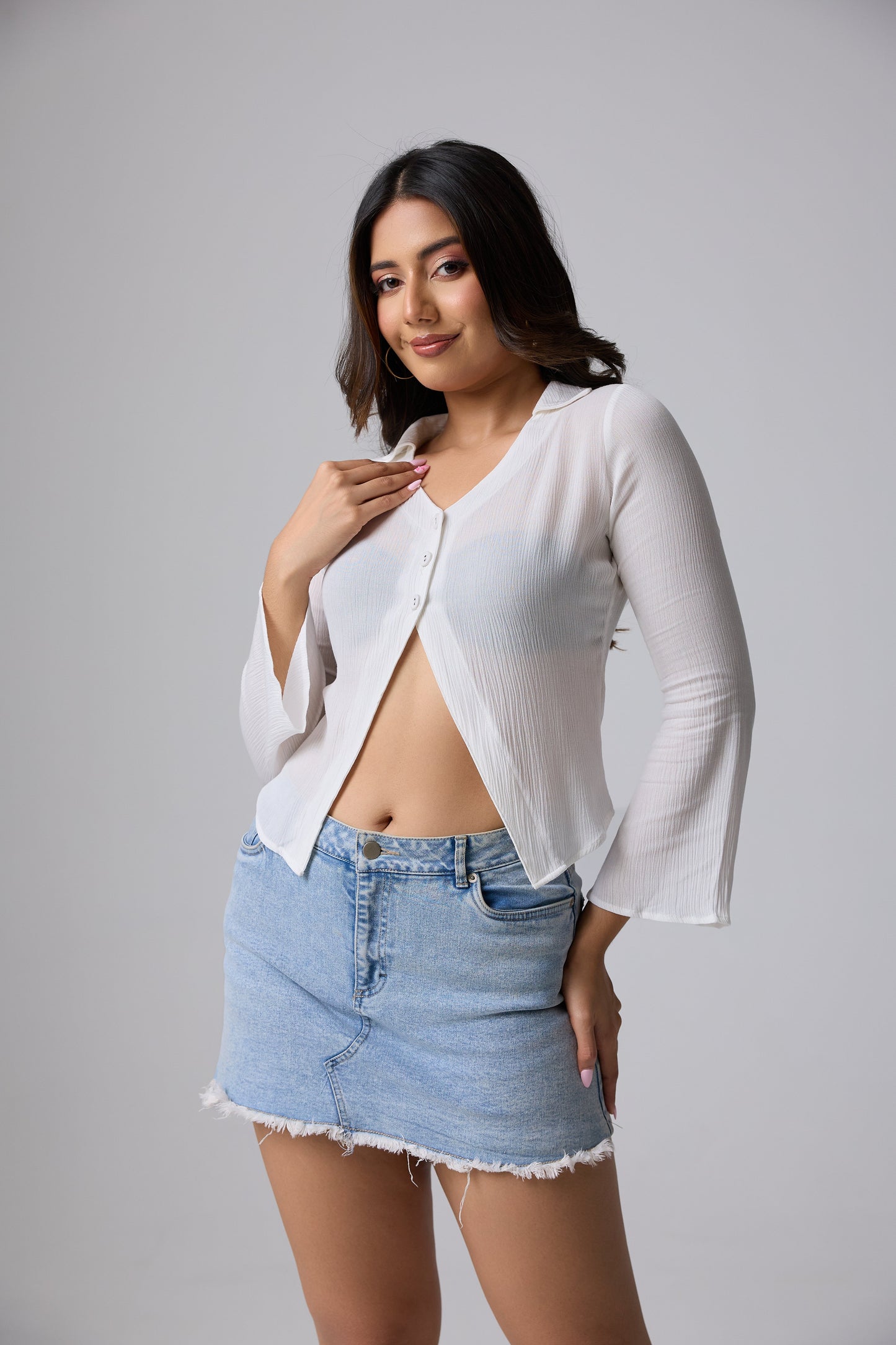 Luna Button Front Top