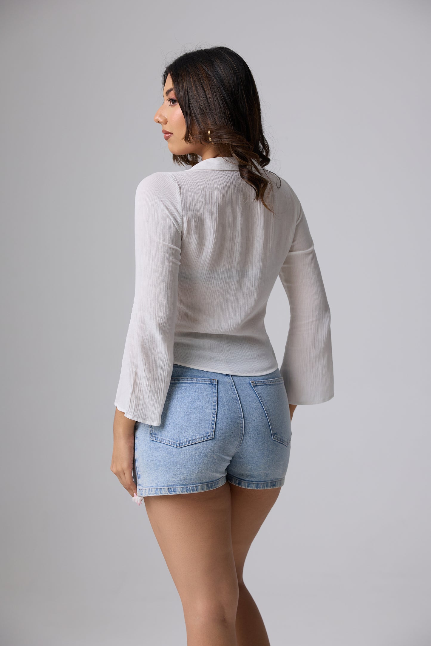 Luna Button Front Top (White)