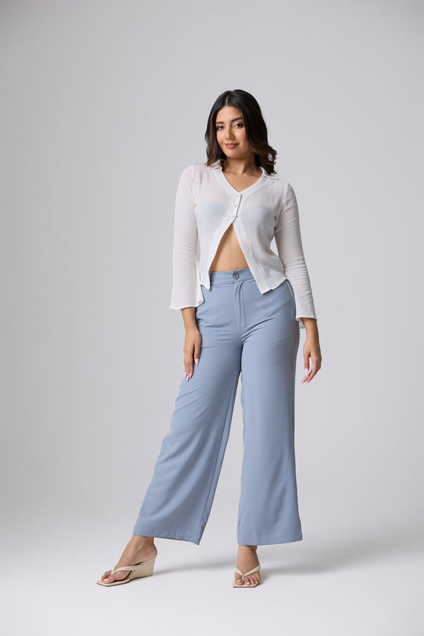 Tailored Wide Leg Pant (Powder Blue)