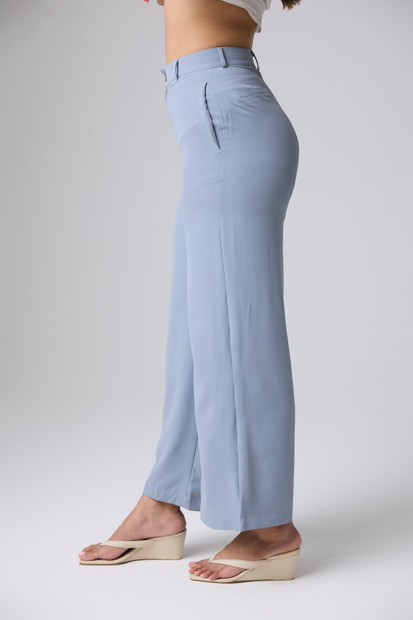 Tailored Wide Leg Pant (Powder Blue)