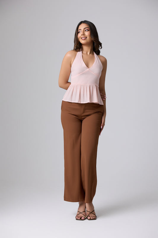 Tailored Wide Leg Pant (Chocolate Brown)