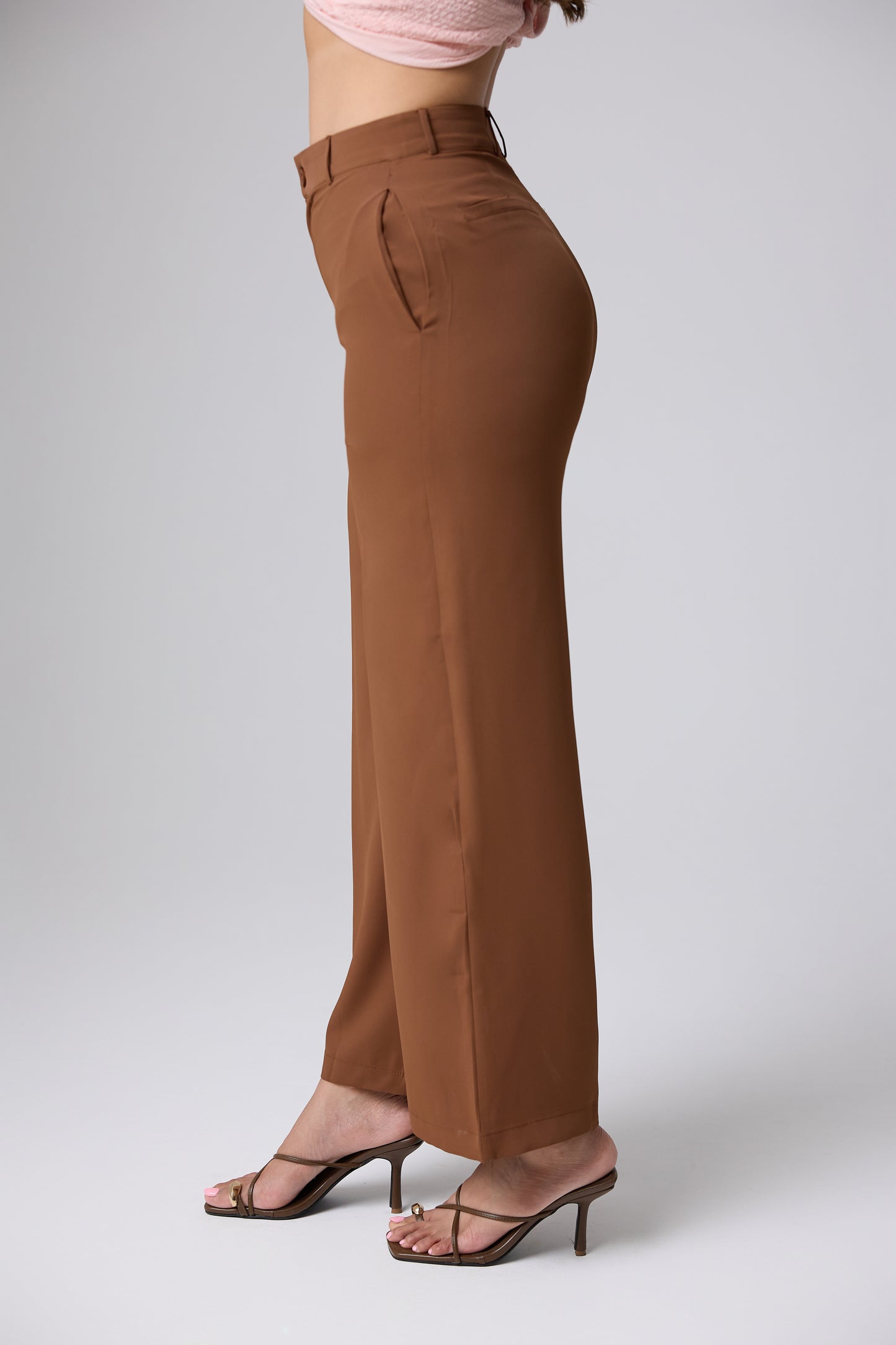Tailored Wide Leg Pant (Chocolate Brown)